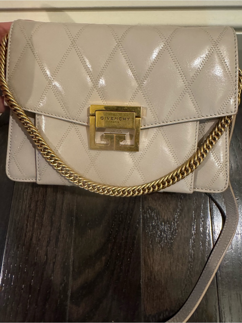 Givenchy Quilted Shoulder Bag in Light Beige with Gold Hardware
